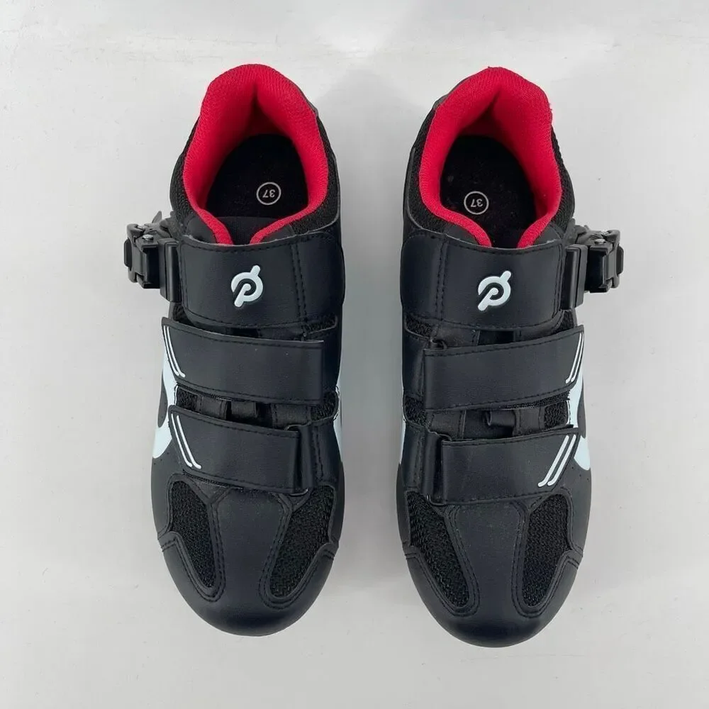 Peloton Unisex Cycling Shoes US 6–6.5 EU 37 Black Red Delta Cleats Spin Bike